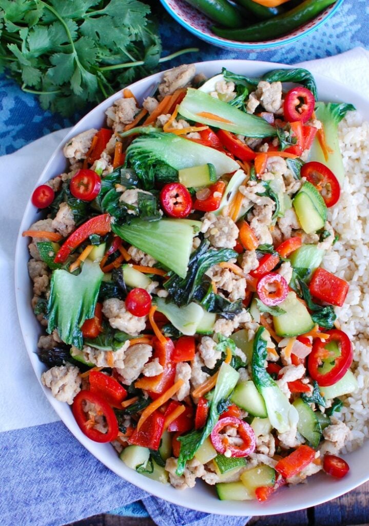 Spicy Thai Basil Chicken Stir-Fry Half Plate 