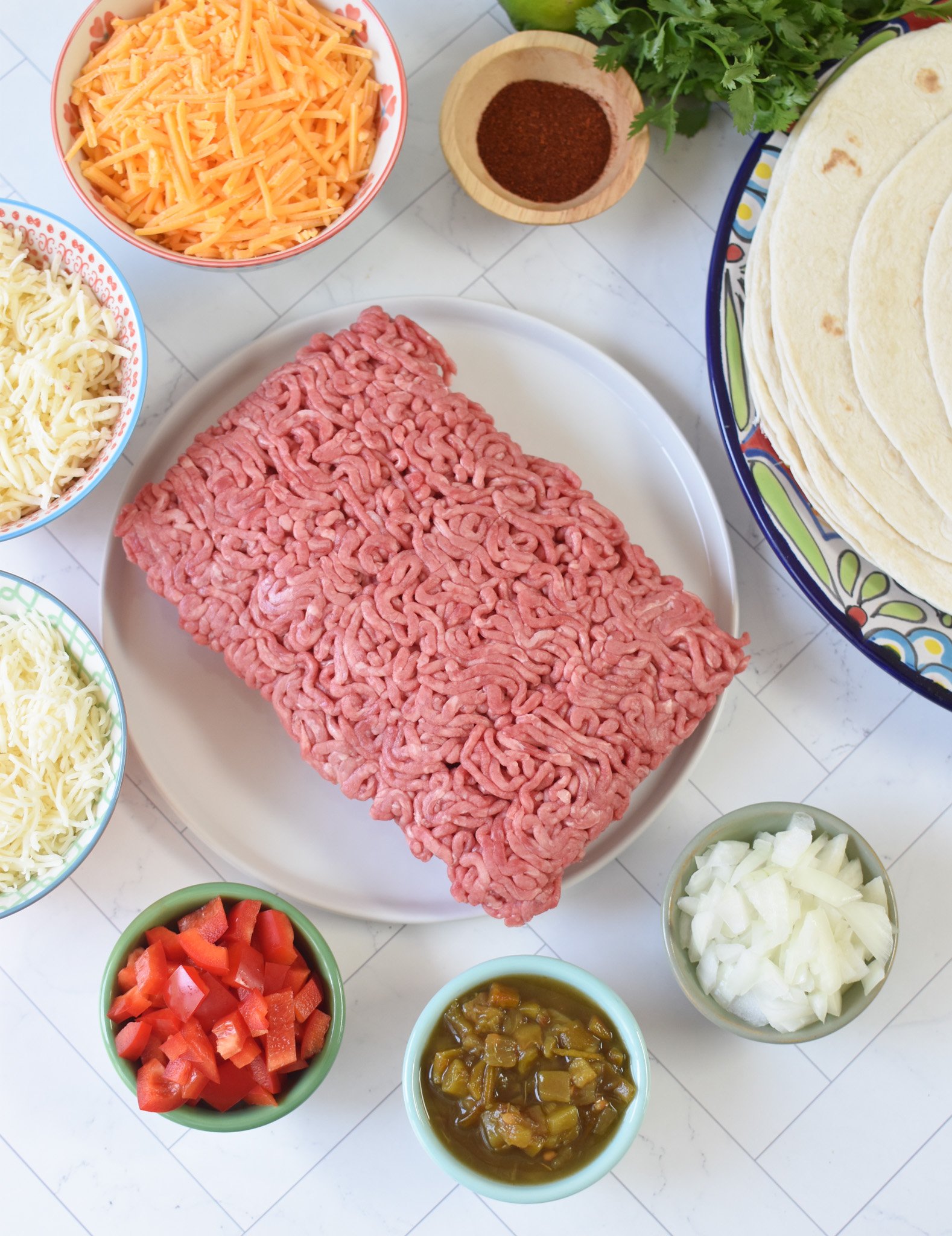 Beef Enchiladas ingredients.