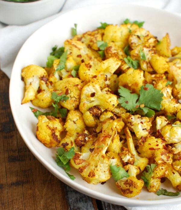 Turmeric Roasted Cauliflower with cilantro