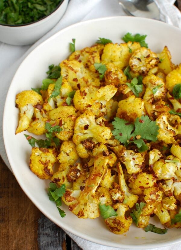 Turmeric Roasted Cauliflower with cilantro