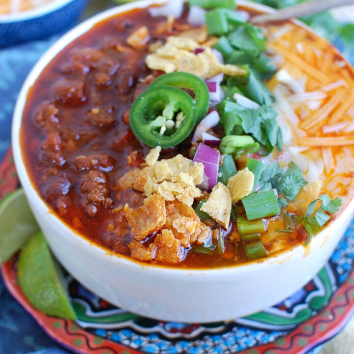Easy Instant Pot Beef Chili Side View