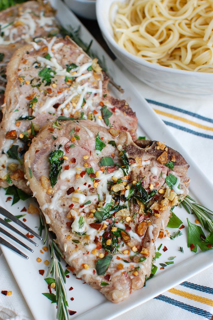 Easy Italian Style Veal Chops on Platter