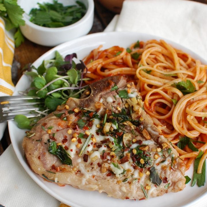 Easy Italian Style Veal Chops with Pasta