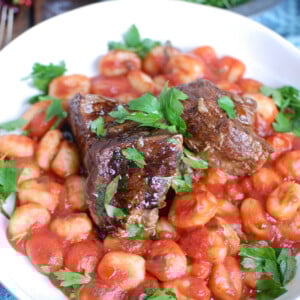 Slow Cooker Balsamic Short Ribs in white bowl