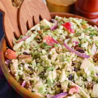 Brussels Sprout Apple Goat Cheese Salad Wooden Bowl
