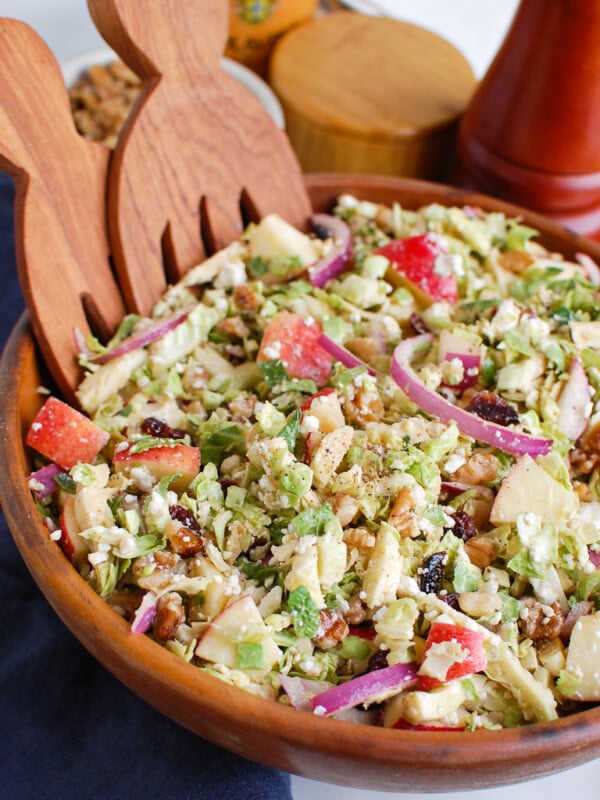 Brussels Sprout Apple Goat Cheese Salad Wooden Bowl