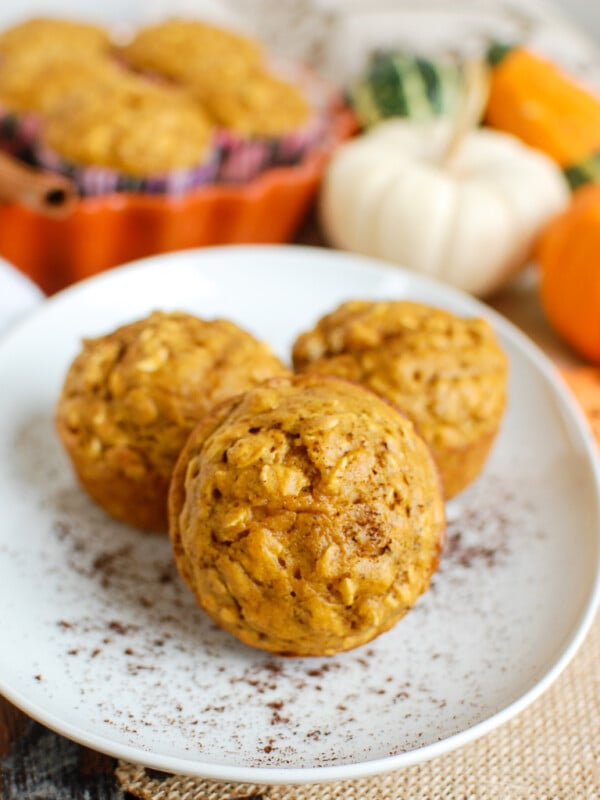 Easy Pumpkin Muffins on white plate