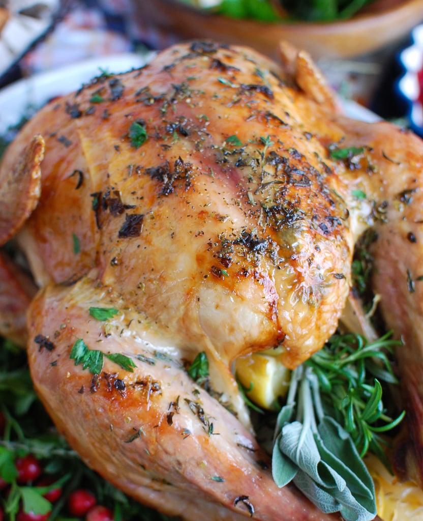 Herb Butter Roasted Turkey with cranberries
