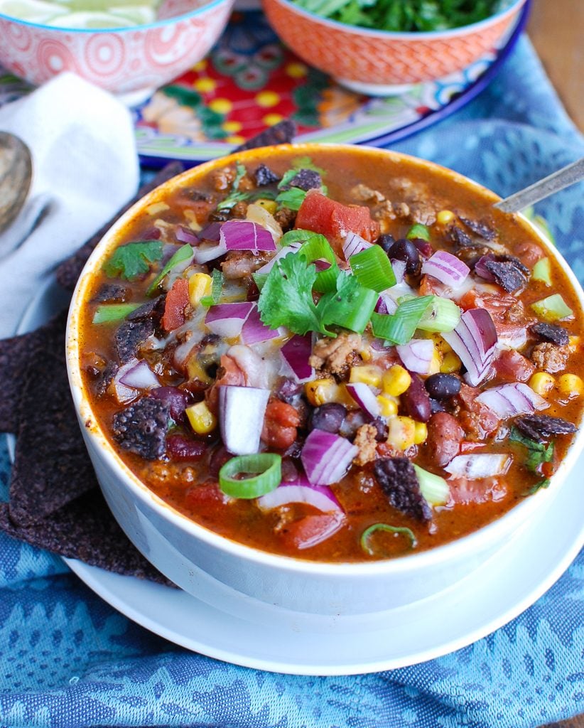 Instant Pot Turkey Chili with Spoon