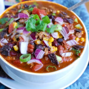 Instant Pot Turkey Chili in bowl