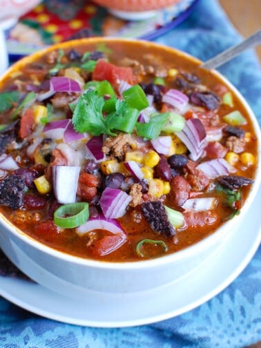 Instant Pot Turkey Chili in bowl