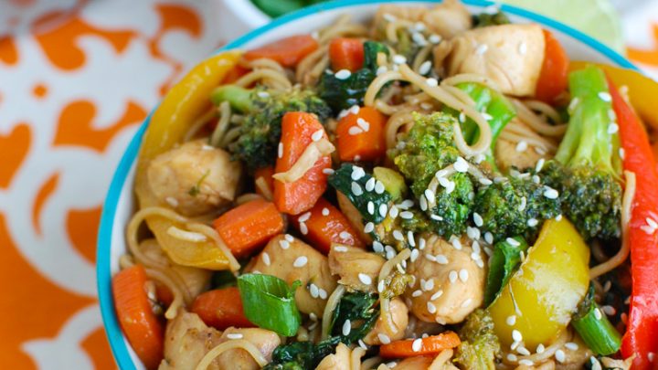 Easy Chicken Ramen Noodle Stir Fry In Bowl