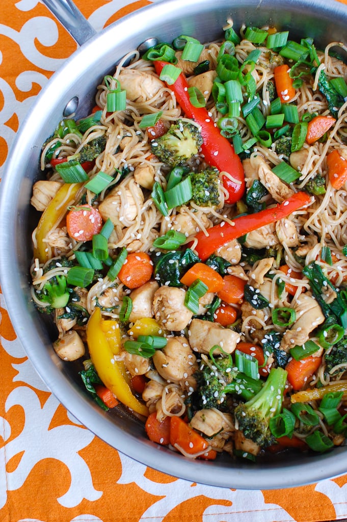 Easy Chicken Ramen Noodle Stir Fry in Skillet