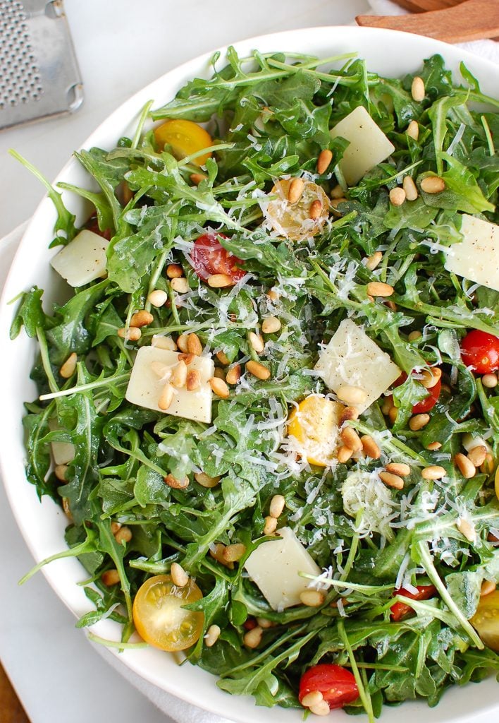 Lemon Arugula Salad with Pine Nuts with Parmesan Cheese