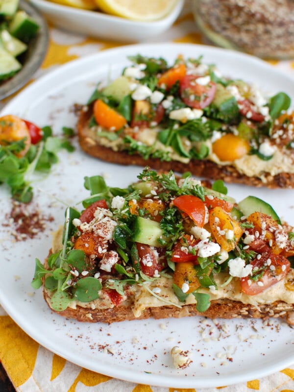 Mediterranean Hummus Toast with Za'atar Two Toasts