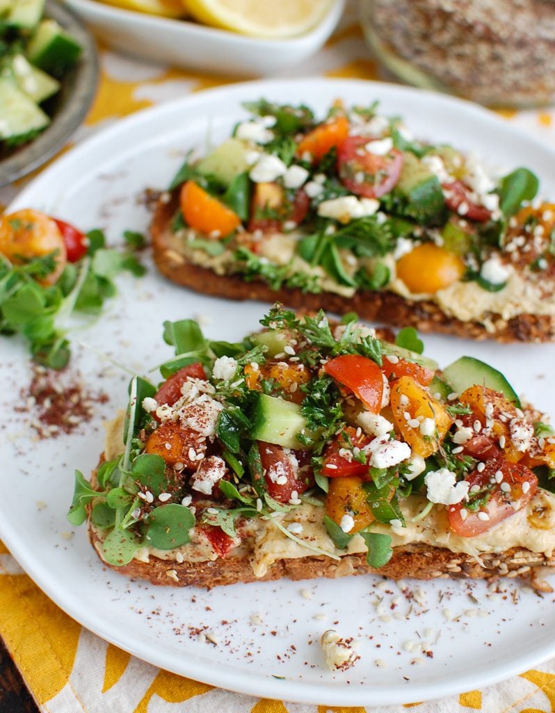 Mediterranean Hummus Toast with Za'atar Two Toasts 