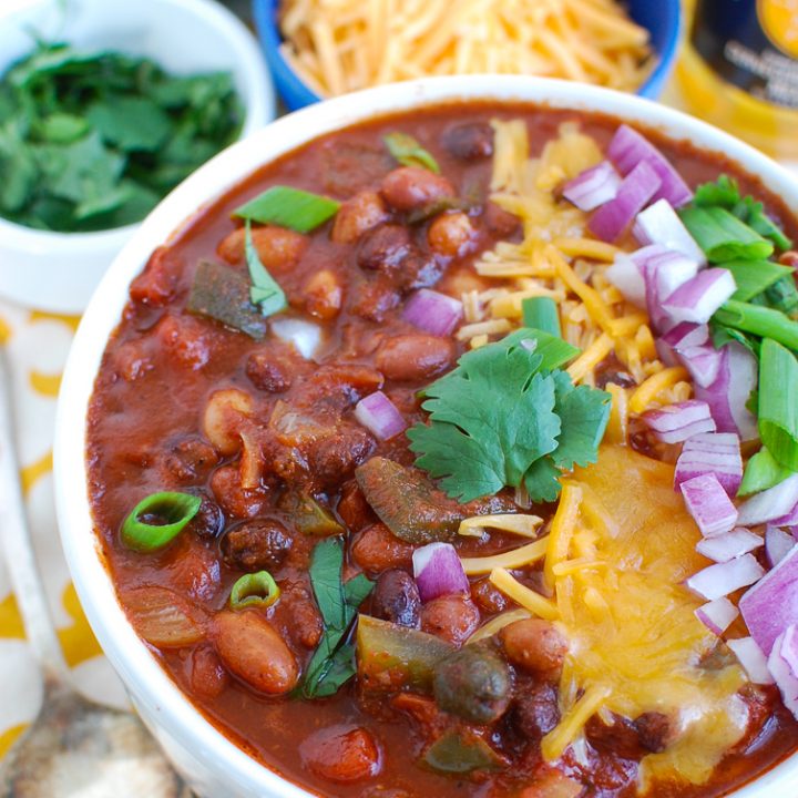 Easy 3-Quart Slow Cooker Veggie Chili Recipe • A Weekend Cook®