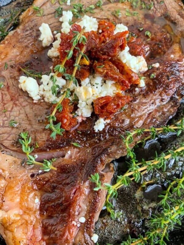 Pan-Seared Ribeye Steaks with Goat Cheese and Sun-Dried Tomatoes 1200 x 1200