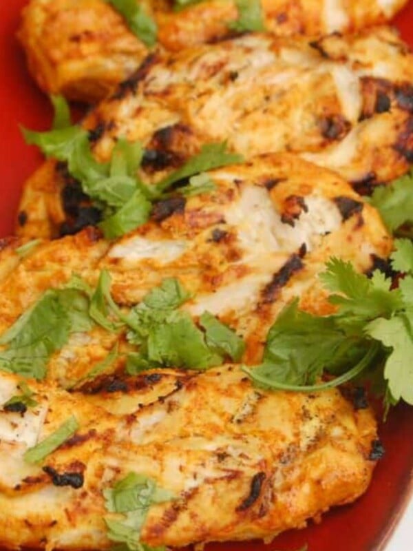 Tandoori Grilled Chicken on red platter