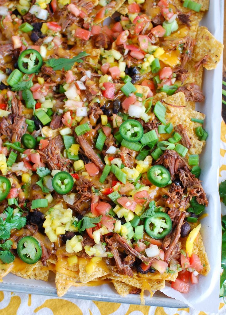 Beef Nachos with toppings 