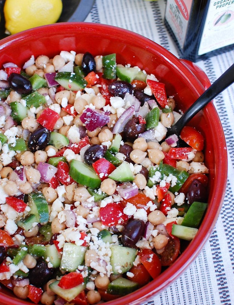 Greek Chickpea Salad red bowl