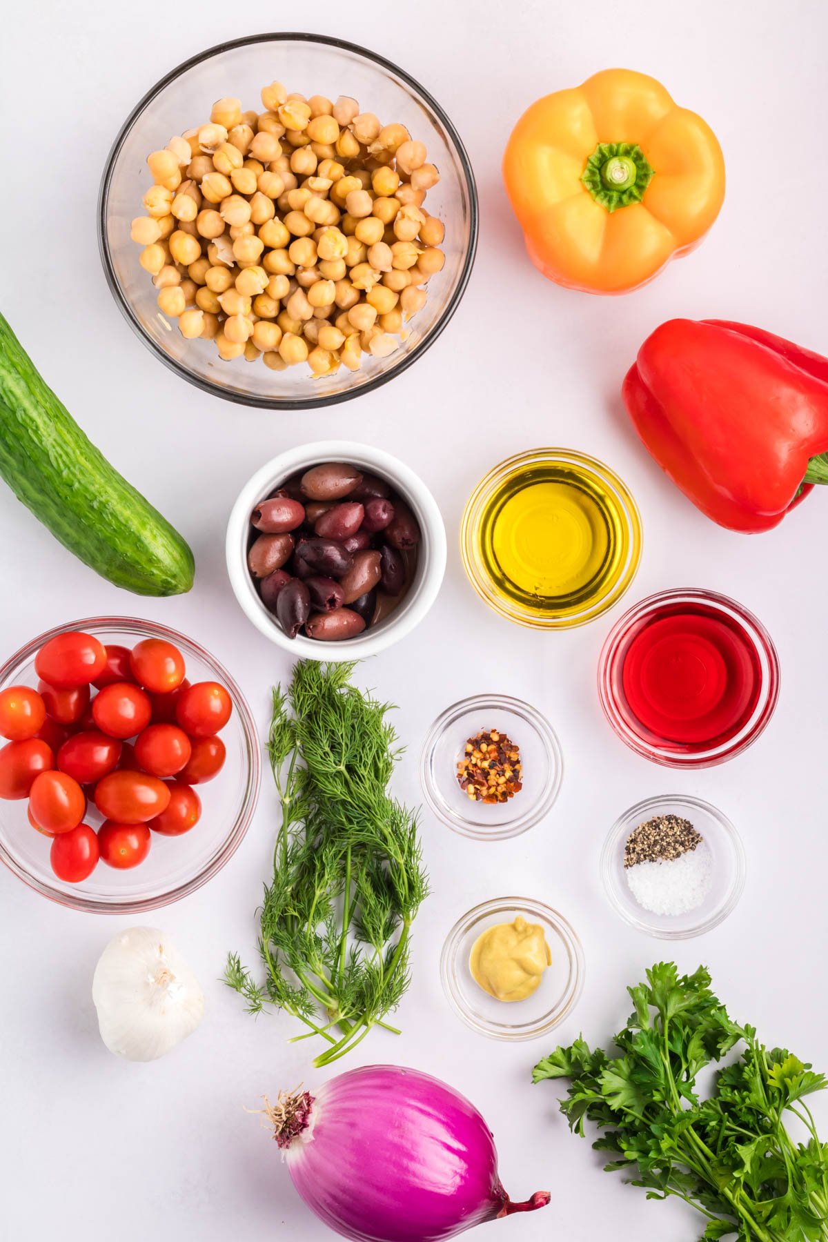 Mediterranean Chickpea Salad ingredients 