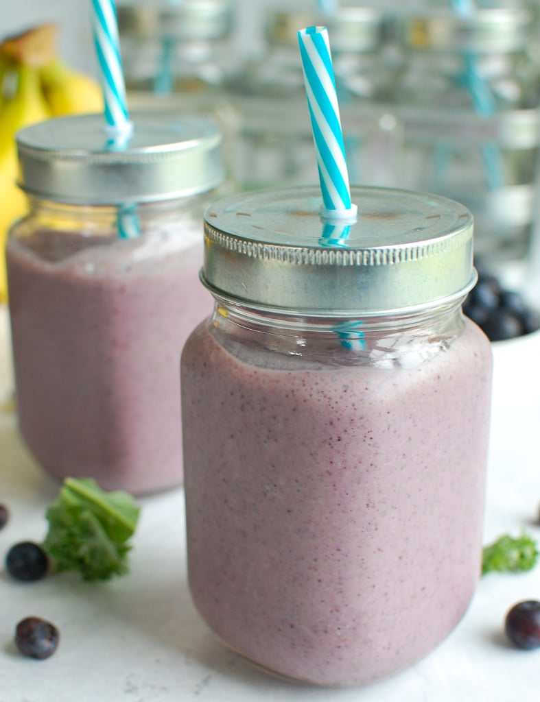 Blueberry Kale Smoothie in mason jar