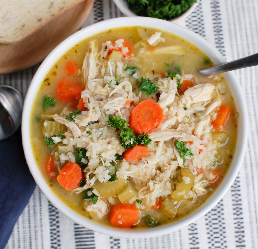 Slow Cooker Chicken and Rice Soup Above 