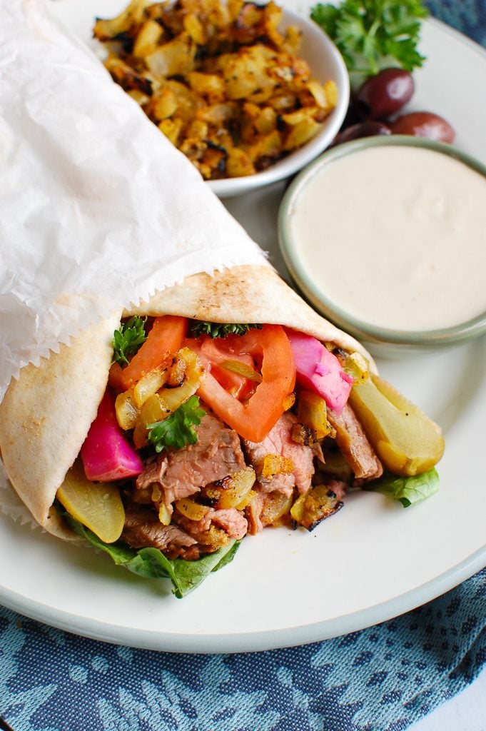 Beef Shawarma in pita 