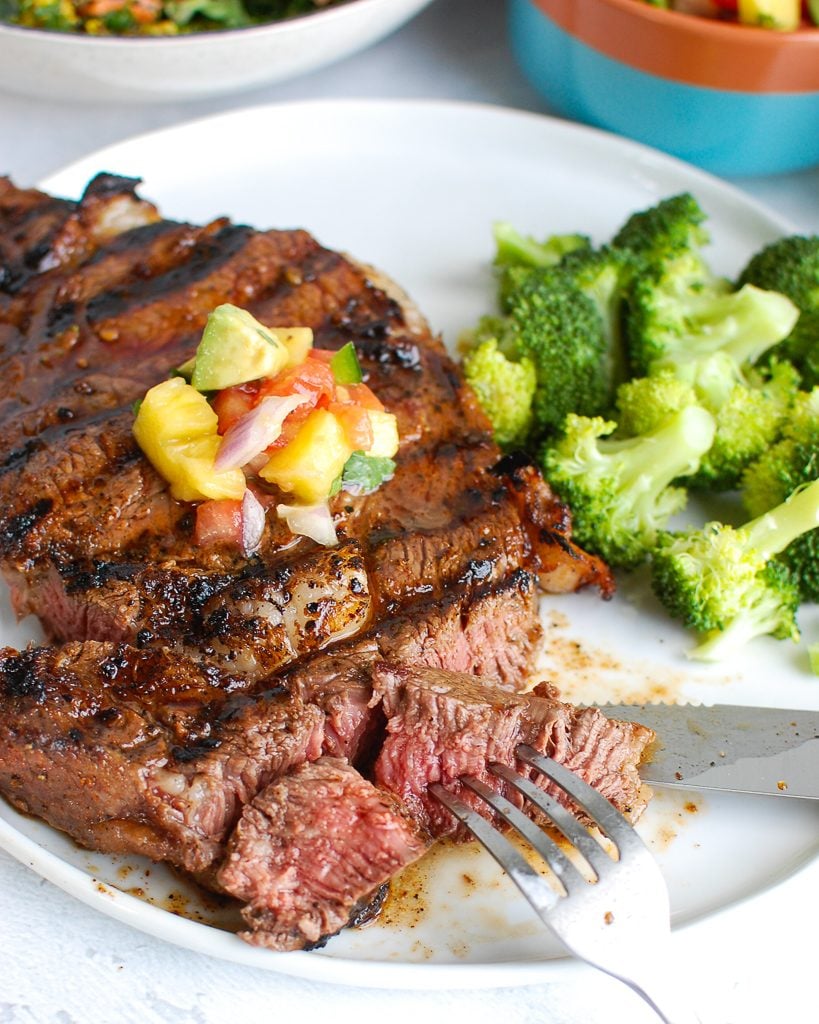 Grilled Ribeye with cut in it