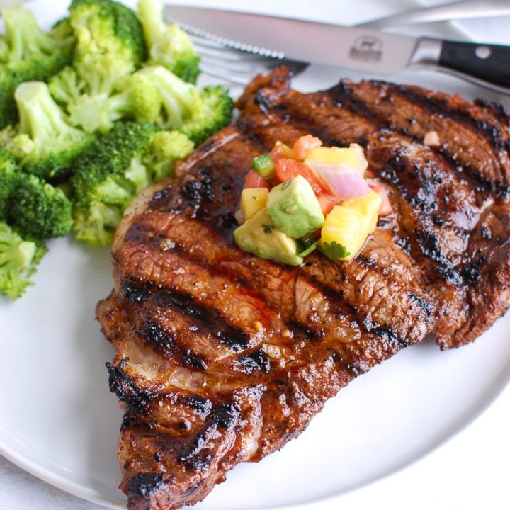 Grilled ribeye steak top