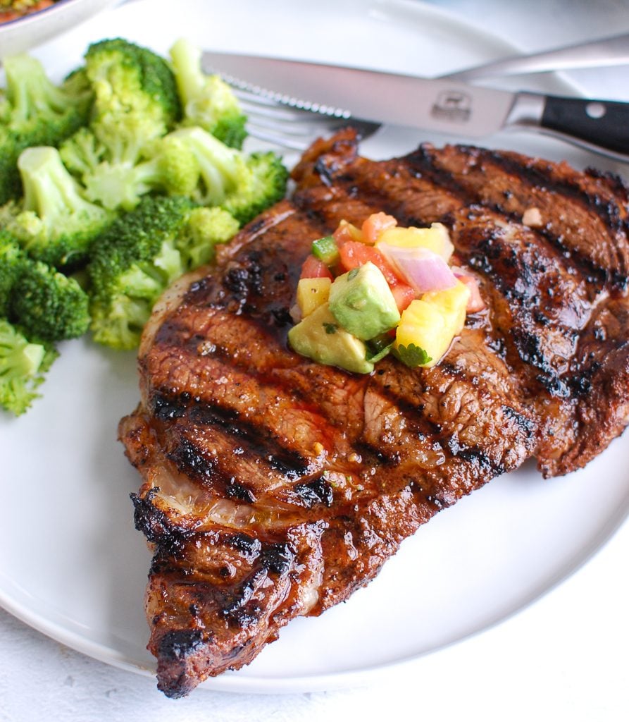 Grilled Ribeye Steak with Avocado Salsa