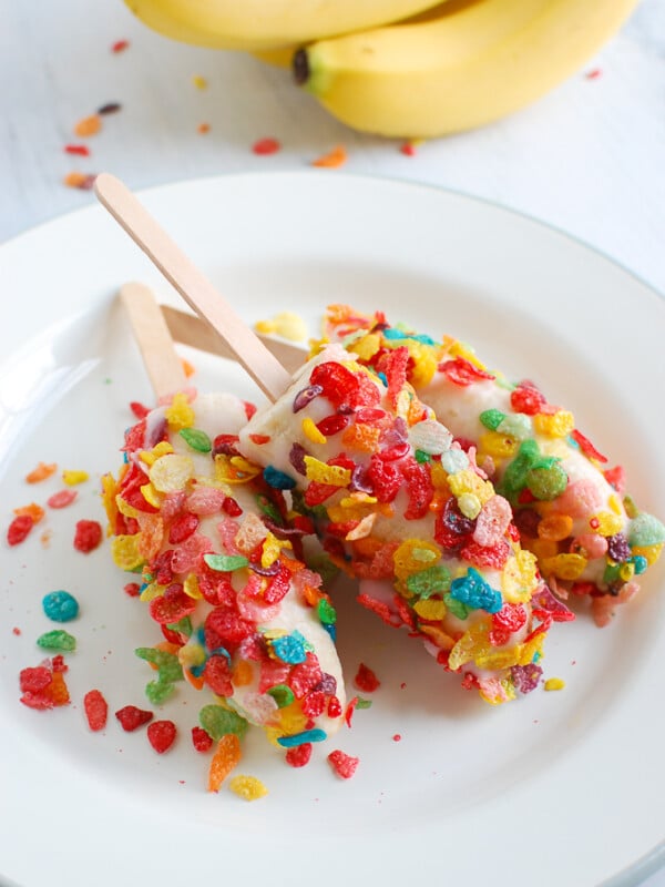 Banana Crunch Popsicles with cereal