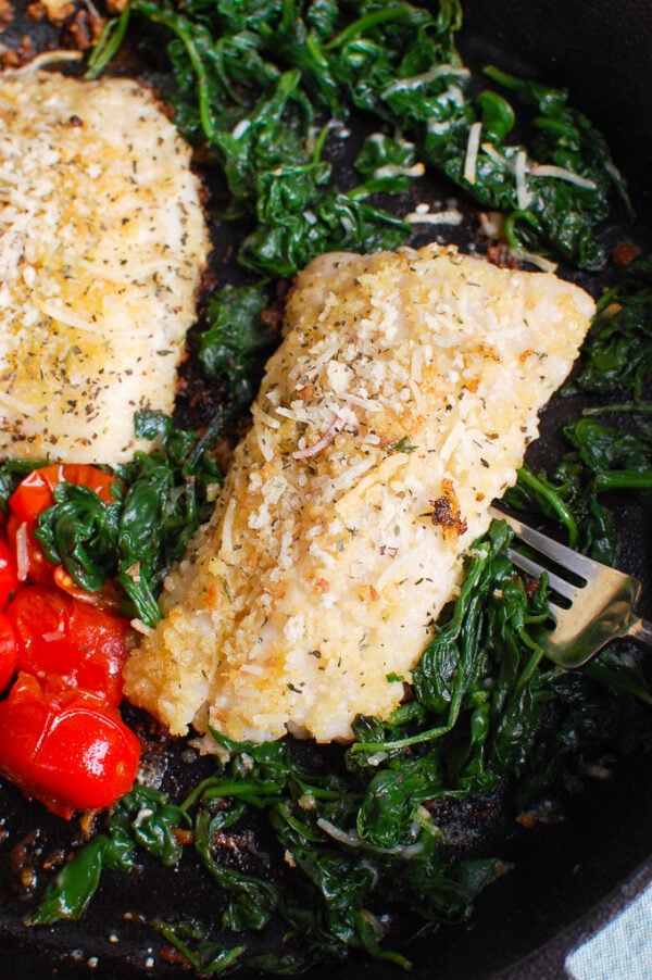 Black Sea Bass Recipe with spinach