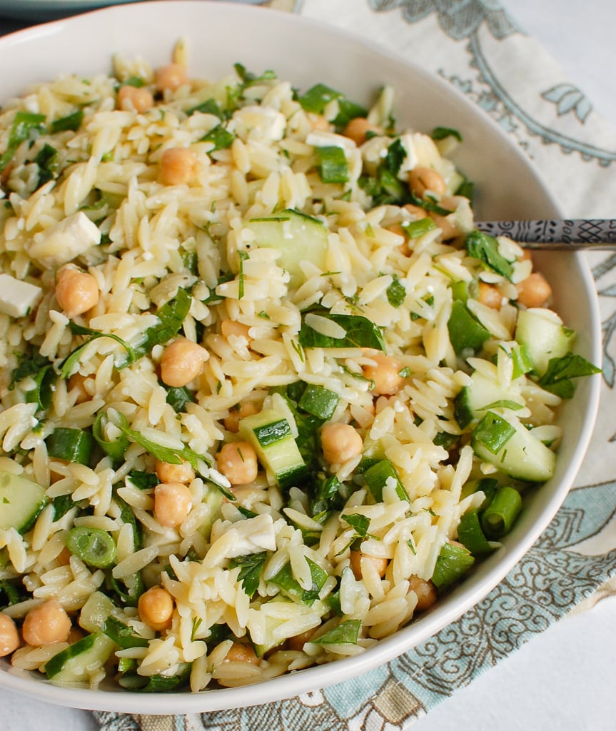 Chickpea Salad Recipe in white bowl 