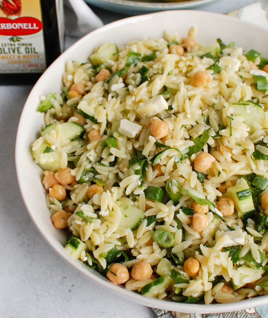 Chickpea Salad Recipe with white napkin