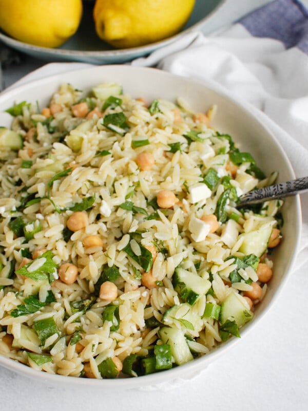 Chickpea Salad Recipe with white bowl