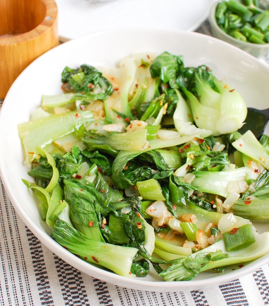 Easy Bok Choy Recipe with fork 