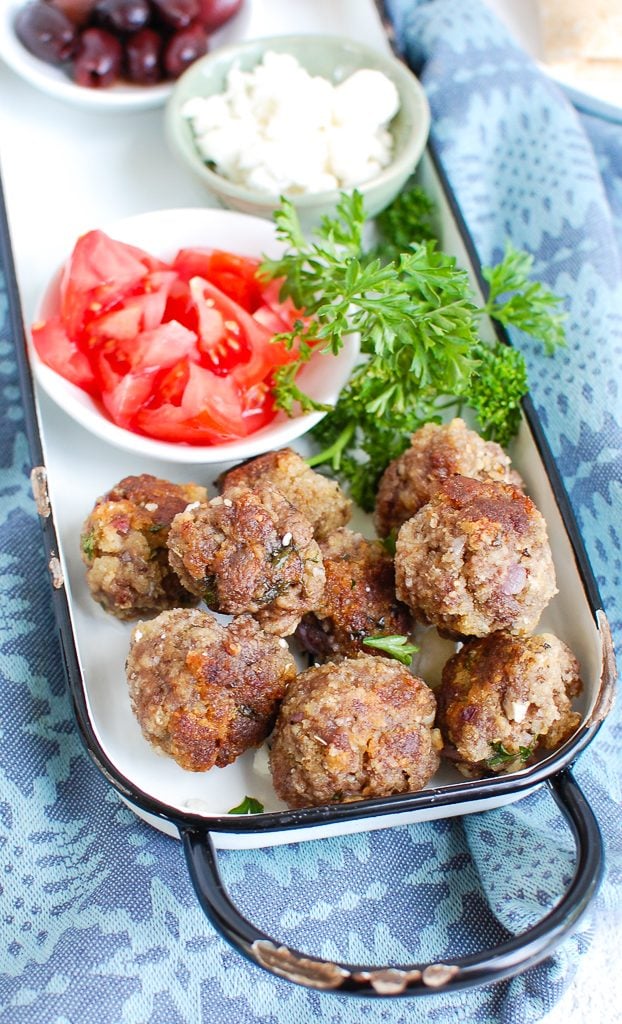 Greek Meatballs on a tray