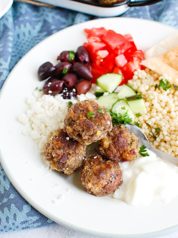Greek Meatballs on white plate