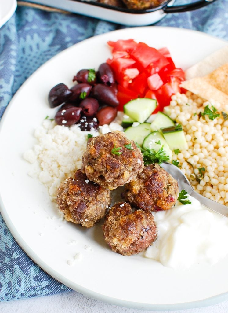 Greek Meatballs on white plate