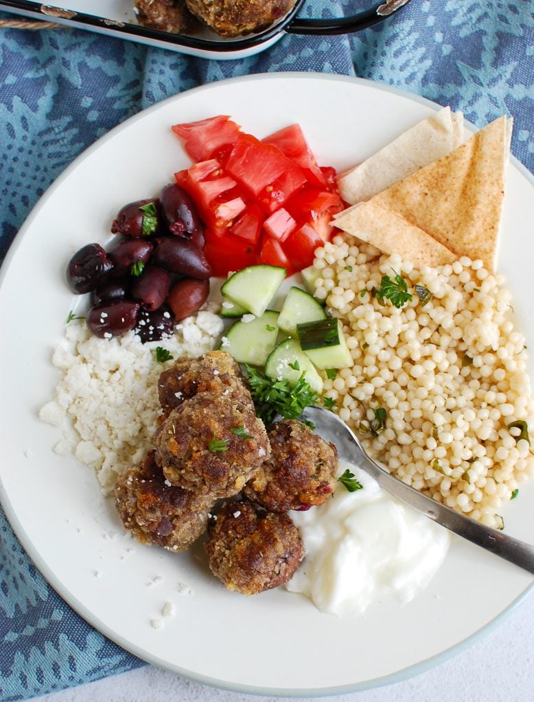 Greek Meatballs with spoon