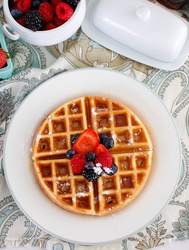 Greek Yogurt Waffles with berries