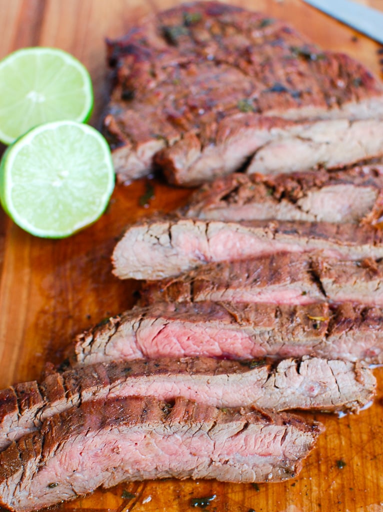 Grilled Carne Asada with fork