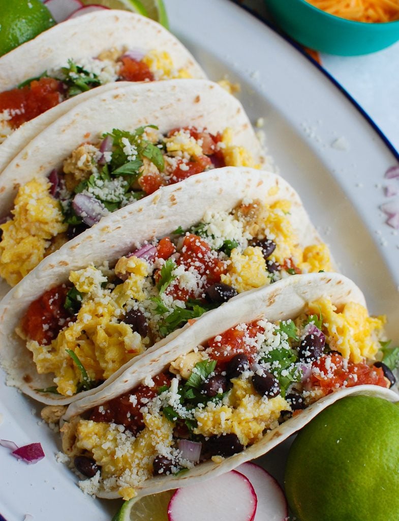Southwest Breakfast Egg Tacos with cheese 