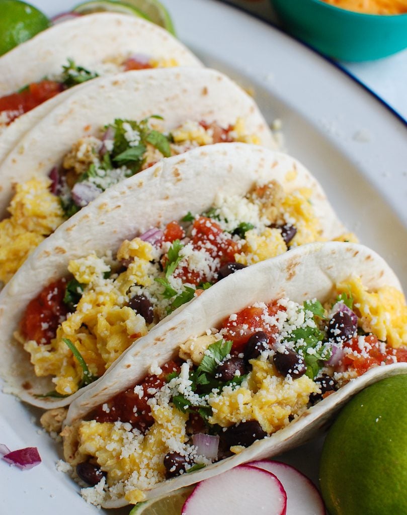 Southwest Breakfast Egg Tacos with salsa 