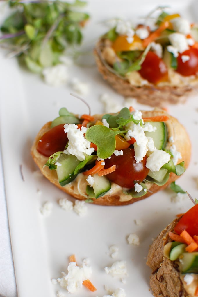 Mediterranean Crostini on a white plate 