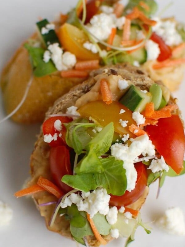 Mediterranean Crostini on plate