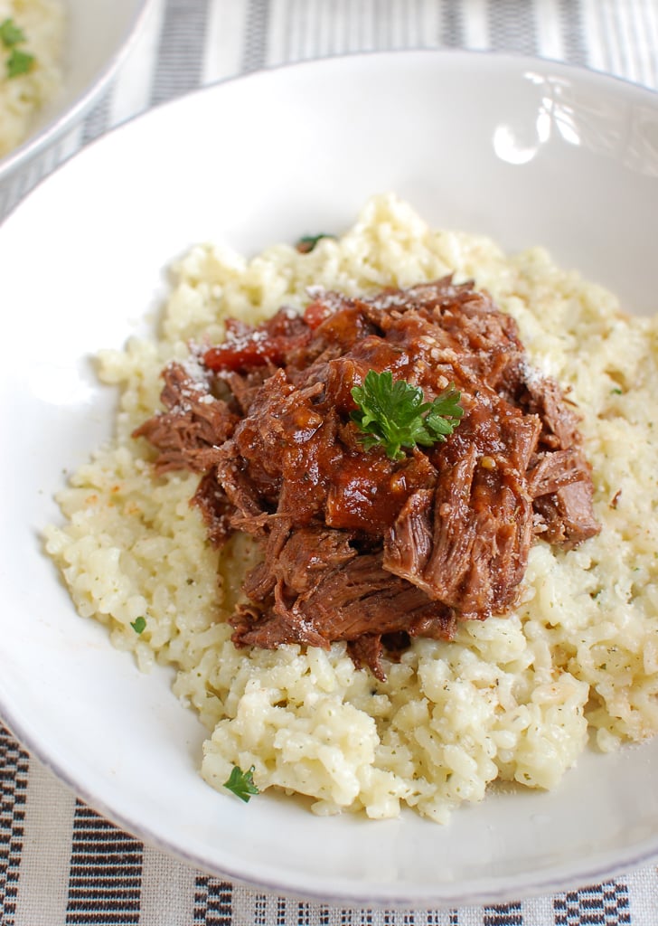 Slow Cooker Italian Short Ribs with creamy risotto