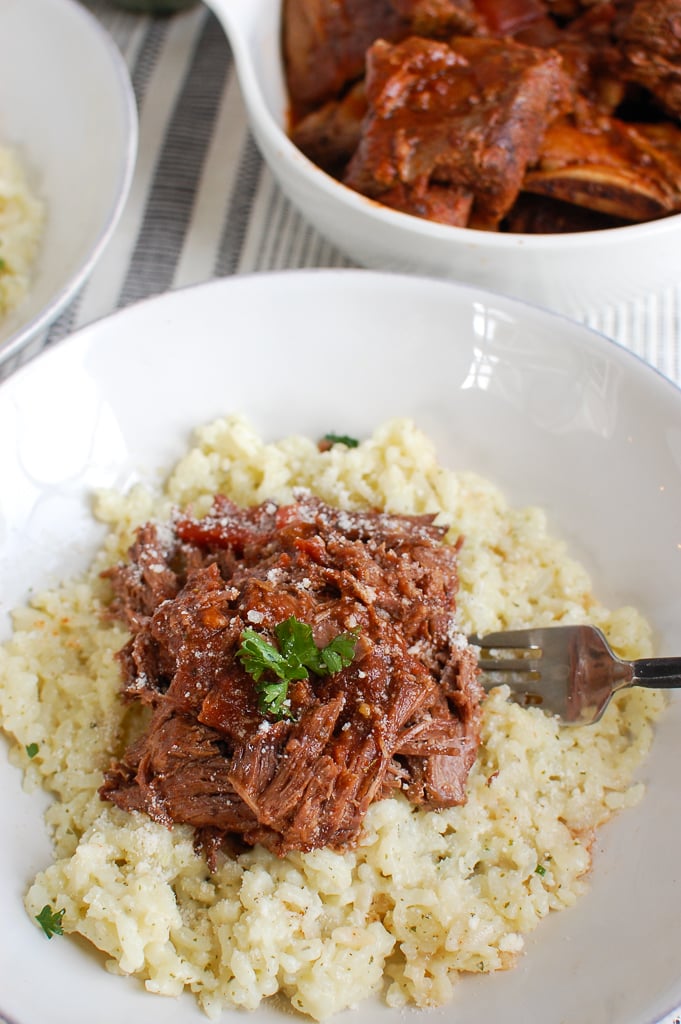 Slow Cooker Italian Short Ribs with fork
